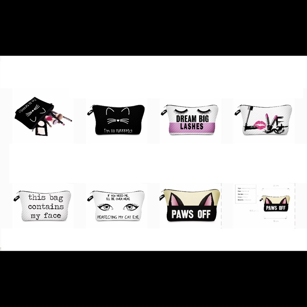 NEW "Cat Eye" Padded Make-up Pouch Cosmetic Travel Bag the Perfect Size 5x8.5" - Picture 2 of 4